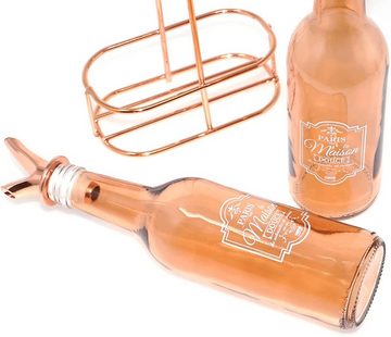 Lashuma Ölkaraffe Roségold, (Set, 2-tlg., 250 ml), Ölflaschen mit Außgießer, Ölspender Glas