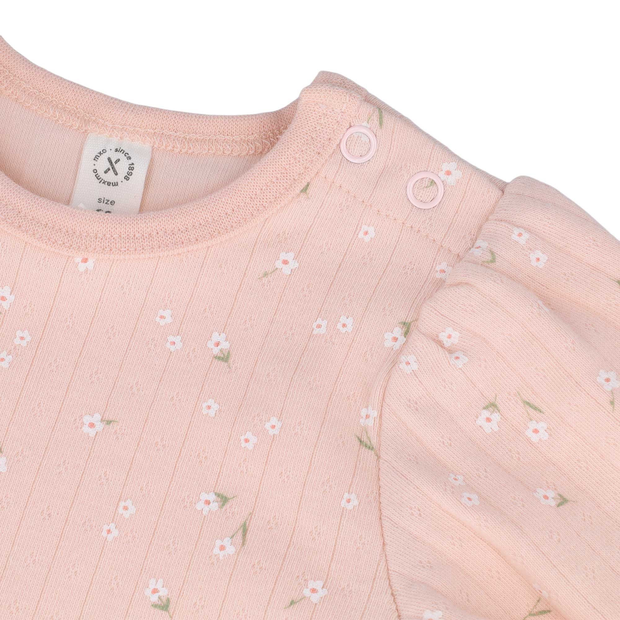 MAXIMO Kurzarmbody (1-tlg) Blassrosa, Blumen-Alloverprint, Kurzarm, Baby-Girl