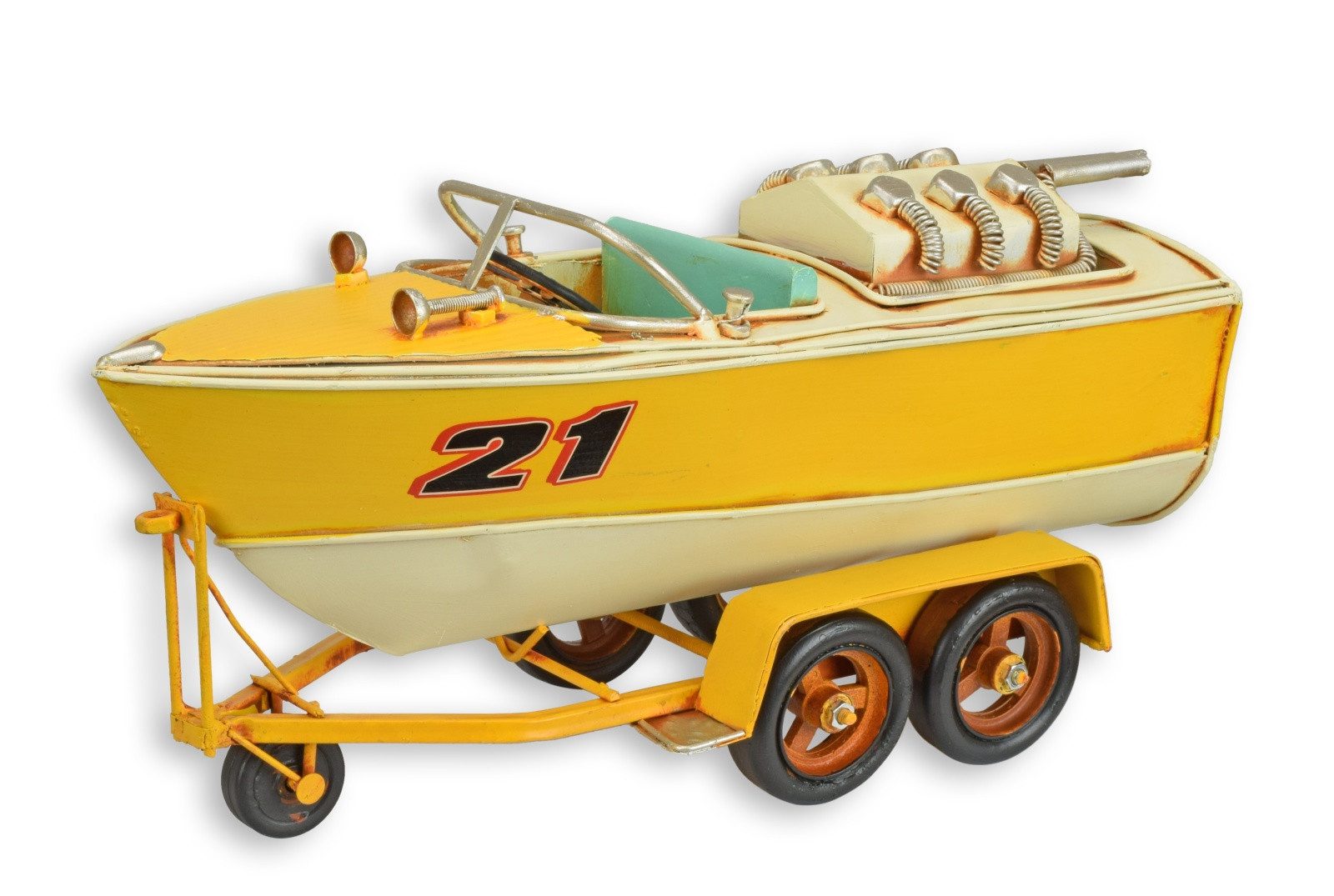 Aubaho Dekoobjekt Blechmodell Schnellboot Oldtimer Boot Schiff Replikat Retro Design Dek