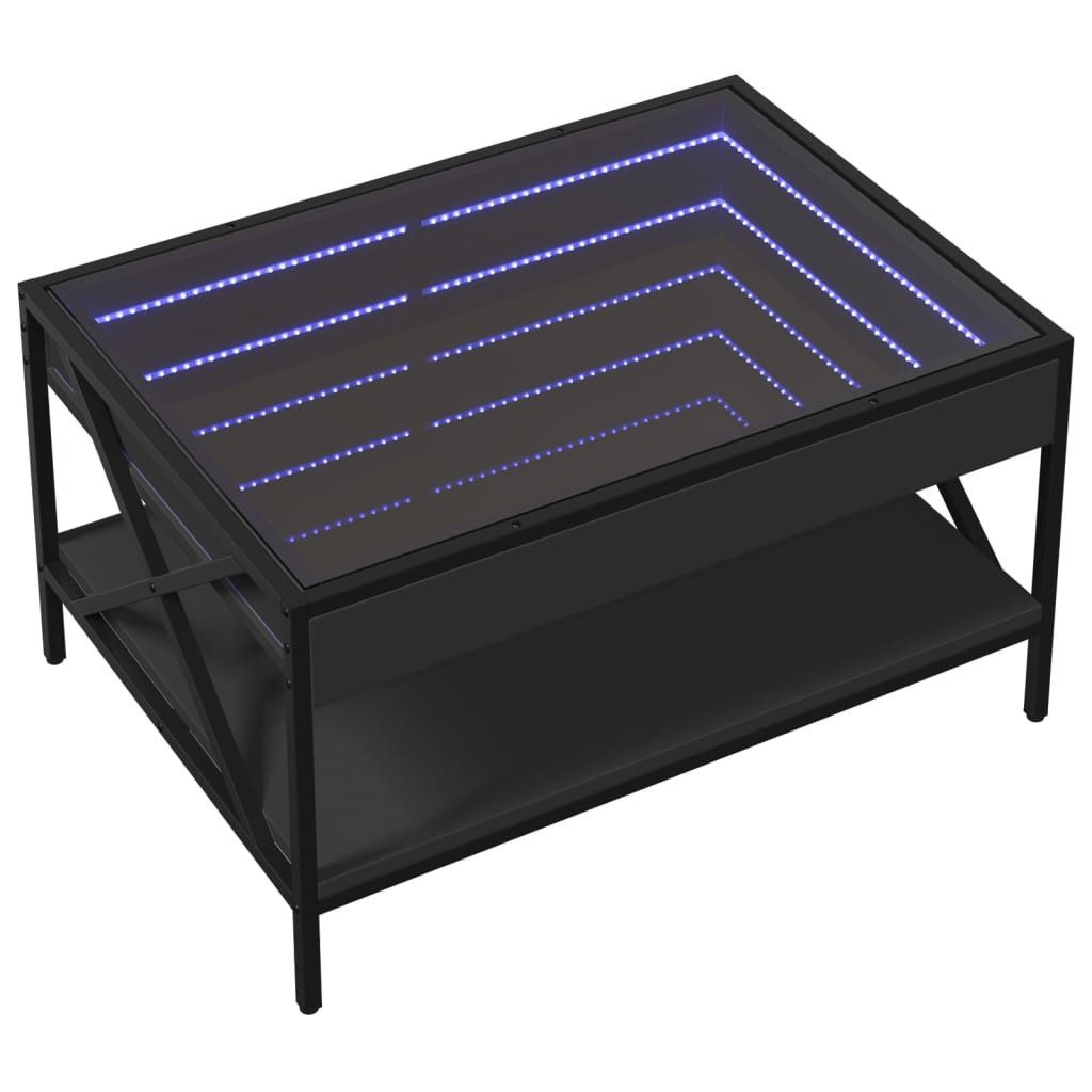 vidaXL Couchtisch Couchtisch mit Infinity-LED Schwarz 70x50x38 cm (1-St)