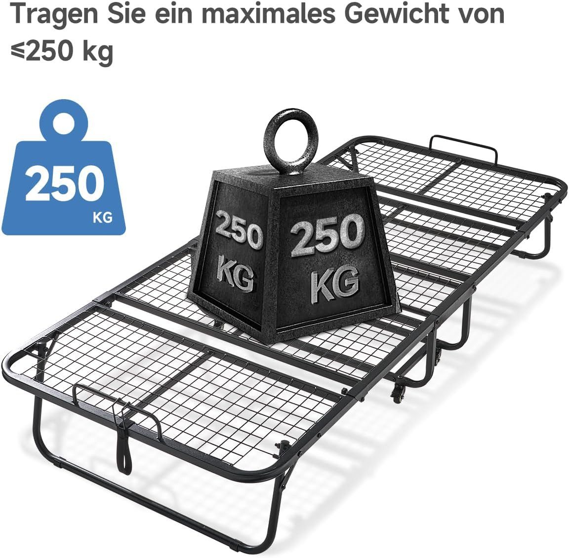 Gunuss Klappbett Erwachsene Gästebett Klappbar mit13 cm Dicke Matratze 200x90x46cm Reisebett Metallbett einer Tragfähigkeit von 250 kg inkl. Schutzhülle