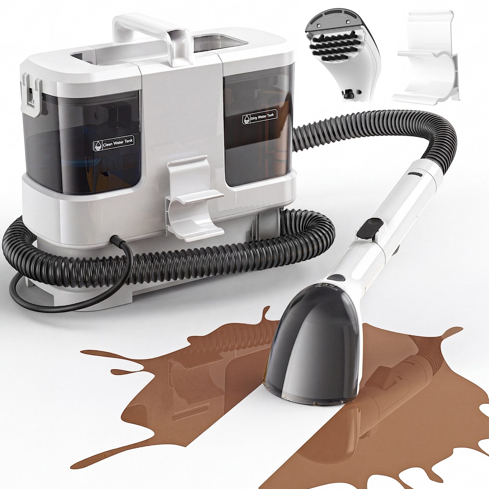lubluelu Teppichreinigungsgerät Polsterreiniger Gerät Waschsauger 16000Pa Fleckenreiniger 3in1, 600 W, beutellos, für Teppiche, Polster, Sofa, Auto, Flecken / Dual-Tank-Technologie