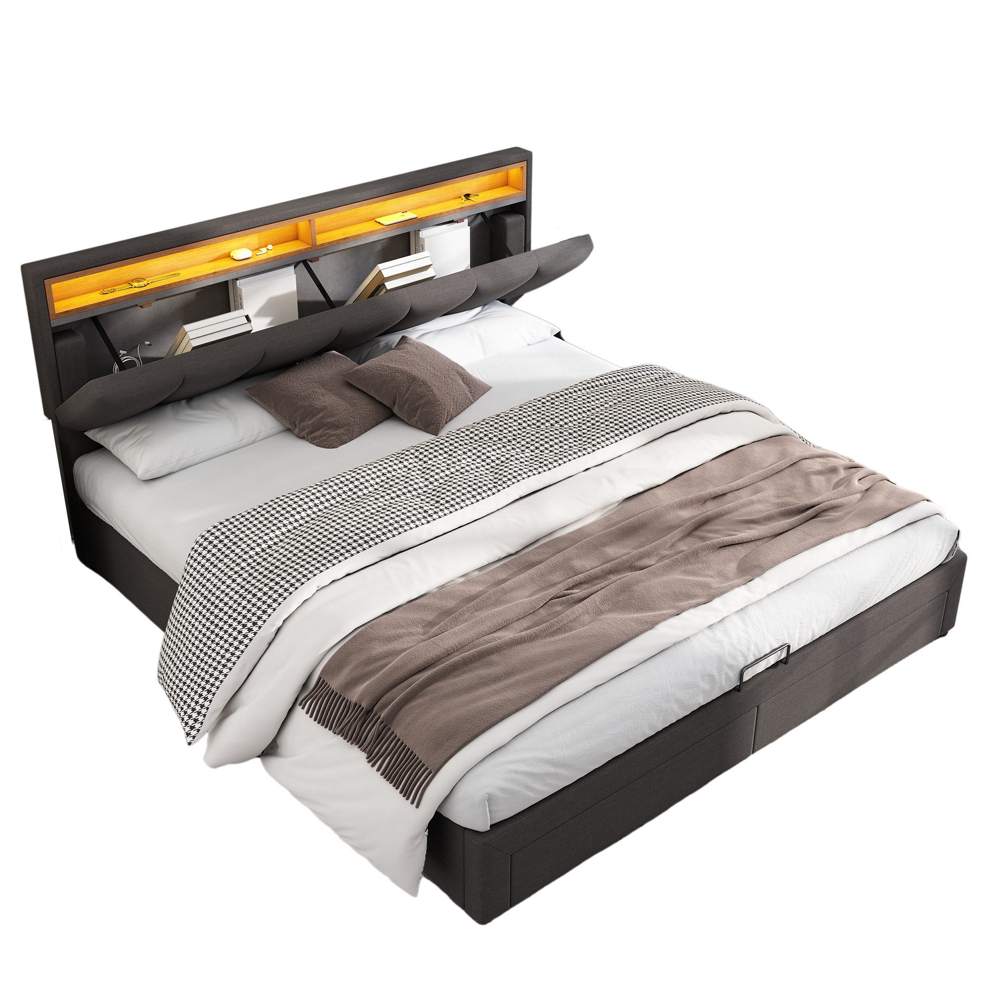 REDOM Polsterbett Doppelbett Bett Stauraumbett Jugendbett günstig online kaufen