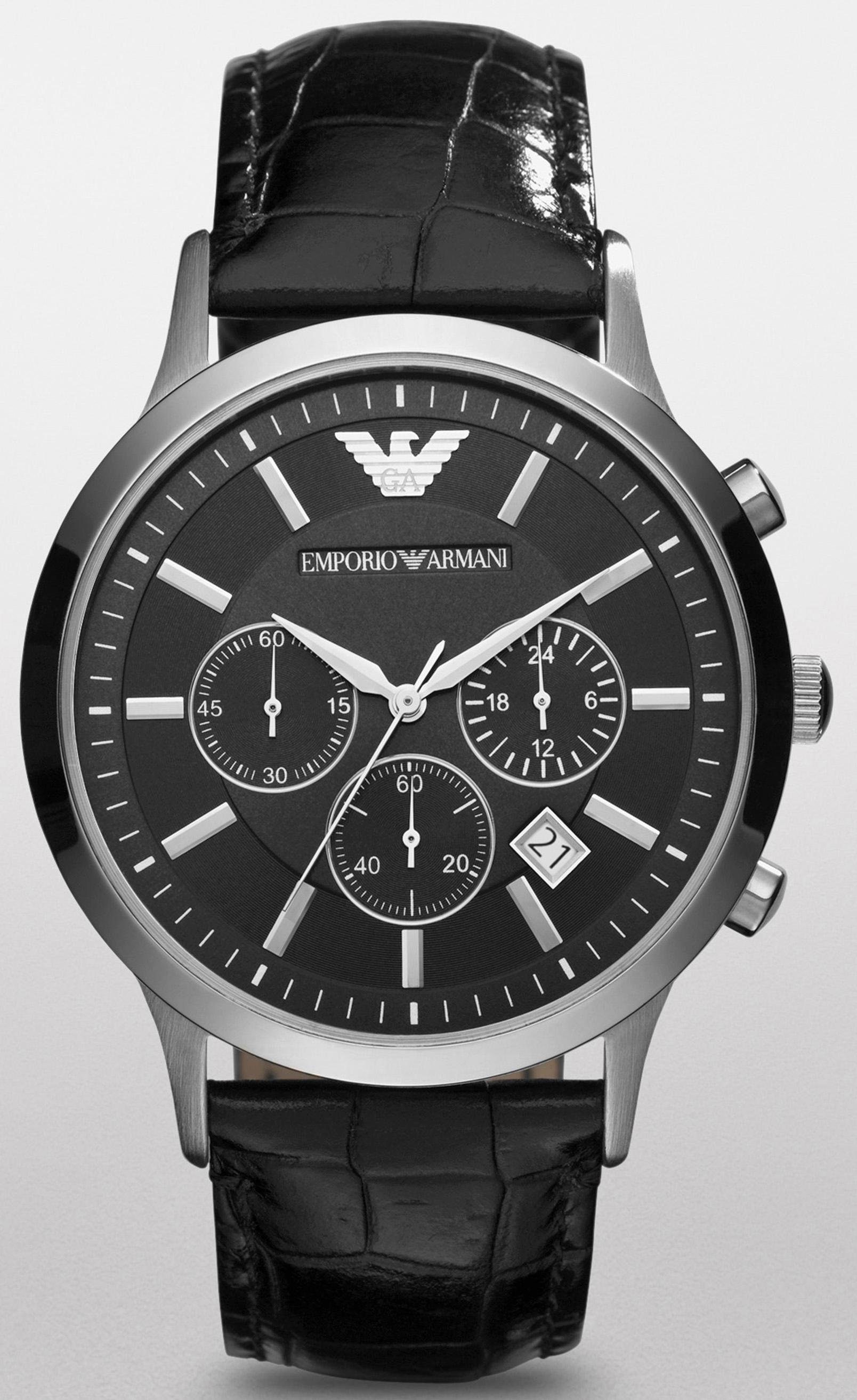 Emporio Armani Chronograph AR2447, Quarzuhr, Armbanduhr, Herren, Stoppfunktion, Datum, 12/24-Std.-Anzeige