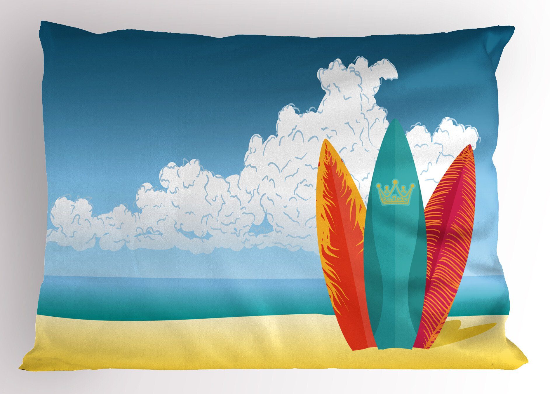 Kissenbezüge Dekorativer Standard King Size Grafik-Strand (1 Surfbretter Stück), auf Küste Abakuhaus Gedruckter Kissenbezug