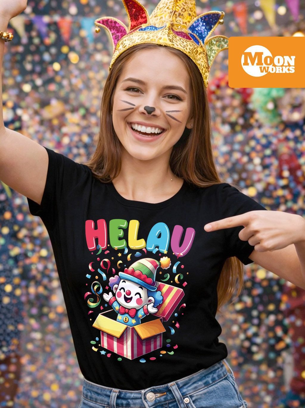 MoonWorks Print-Shirt Damen T-Shirt Fasching Karneval Clown Helau Alaaf Ver günstig online kaufen