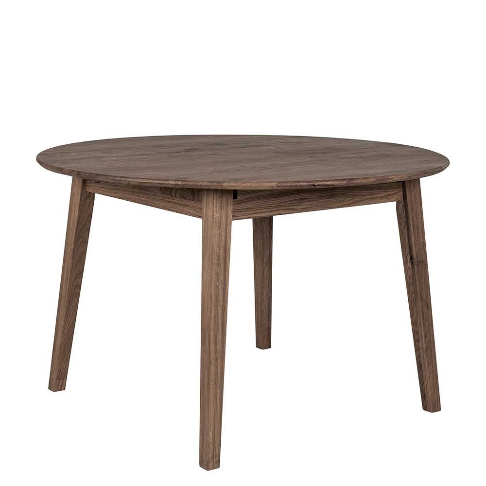 Pharao24 Esstisch Lolona, aus Massivholz, mit runder Tischplatte, ausziehbar