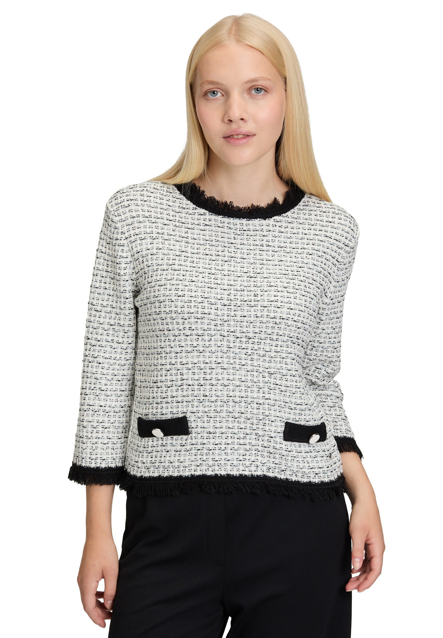 Betty&Co Strickpullover Damen Strickpullover mit Fransen (1-tlg) günstig online kaufen