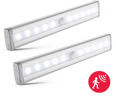 B.K.Licht LED Lichtleiste »Apollo«, LED fest integriert, Kaltweiß, LED Schrankbeleuchtung, Bewegungsmelder, Selbstklebend, 2er Set