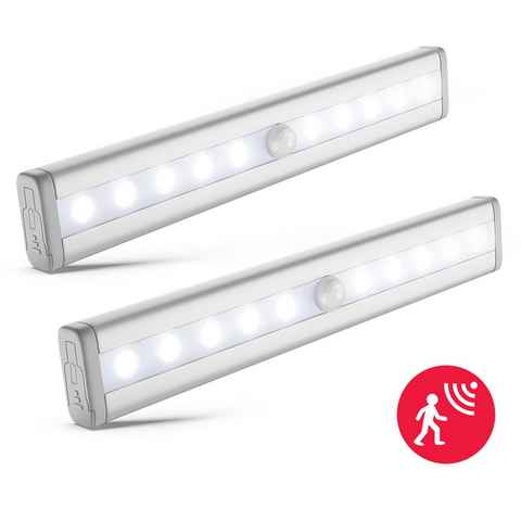 B.K.Licht LED Lichtleiste Apollo, LED fest integriert, Kaltweiß, LED Schrankbeleuchtung, Bewegungsmelder, Selbstklebend, 2er Set