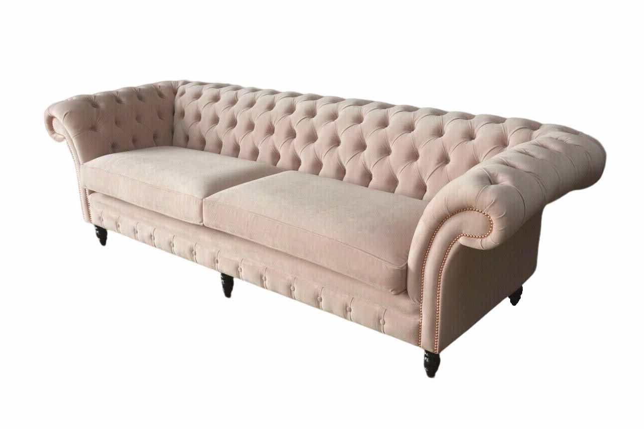 JVmoebel Chesterfield-Sofa, Couch Chesterfield Sofa Wohnzimmer Beige Klassisch Design Sofas
