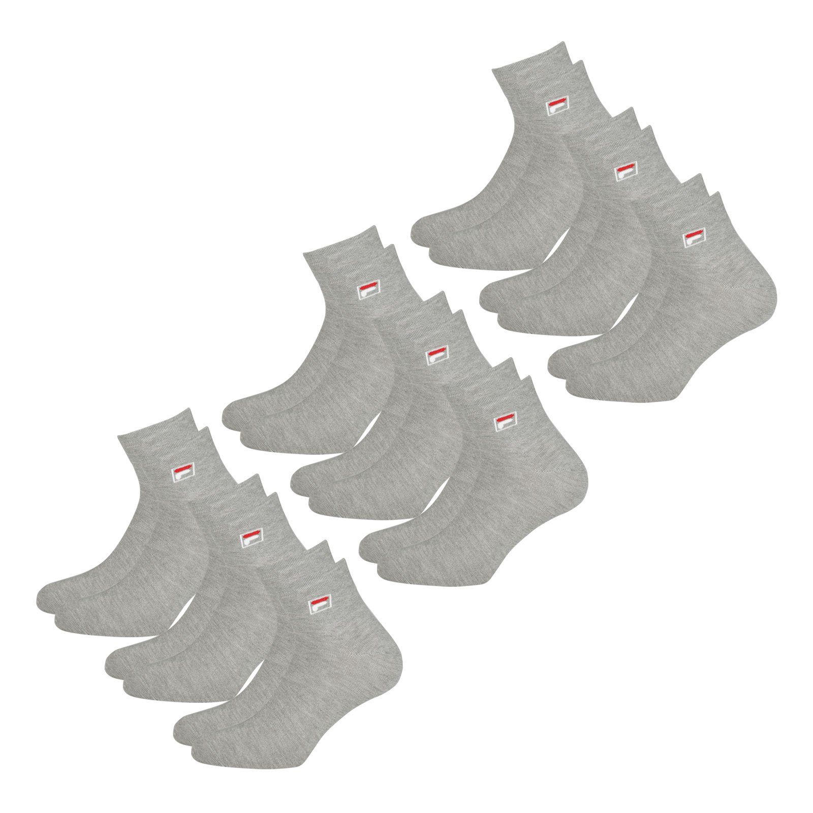 mit elastischem Socken (9-Paar) Quarter Fila 400 Sportsocken Piquebund grey