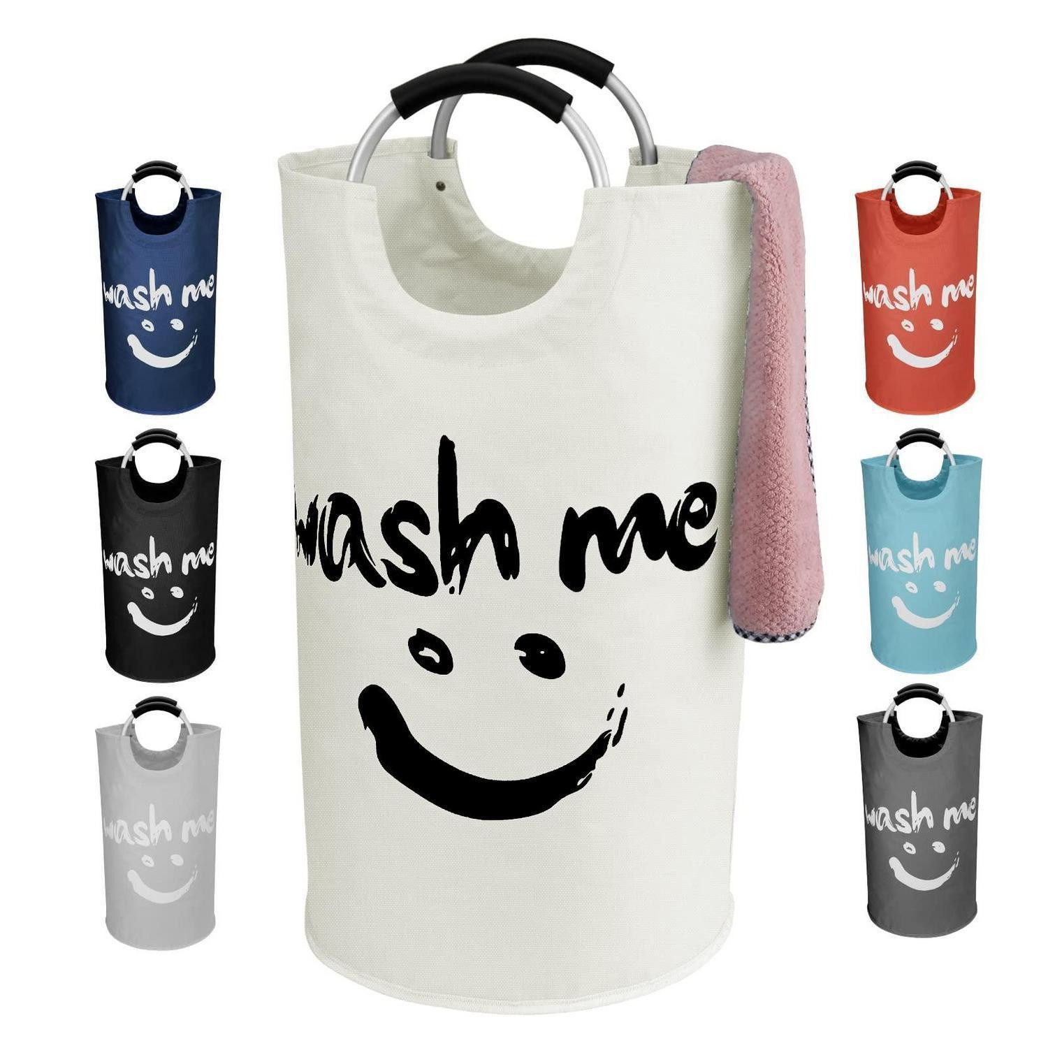 LuxusKollektion Wäschetonne Wäschesammler 115L Zusammenklappbar Oxfordstoff Smiley XL-115L Beige