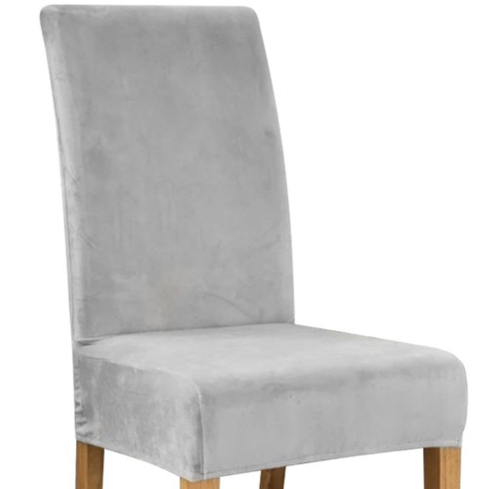 Ruhhy Stuhlbezug Stuhlbezug - Grauer Samt Universelle Stuhlhusse / Hüsse, Schützt vor Flecken, leicht zu reinigen, flexibel