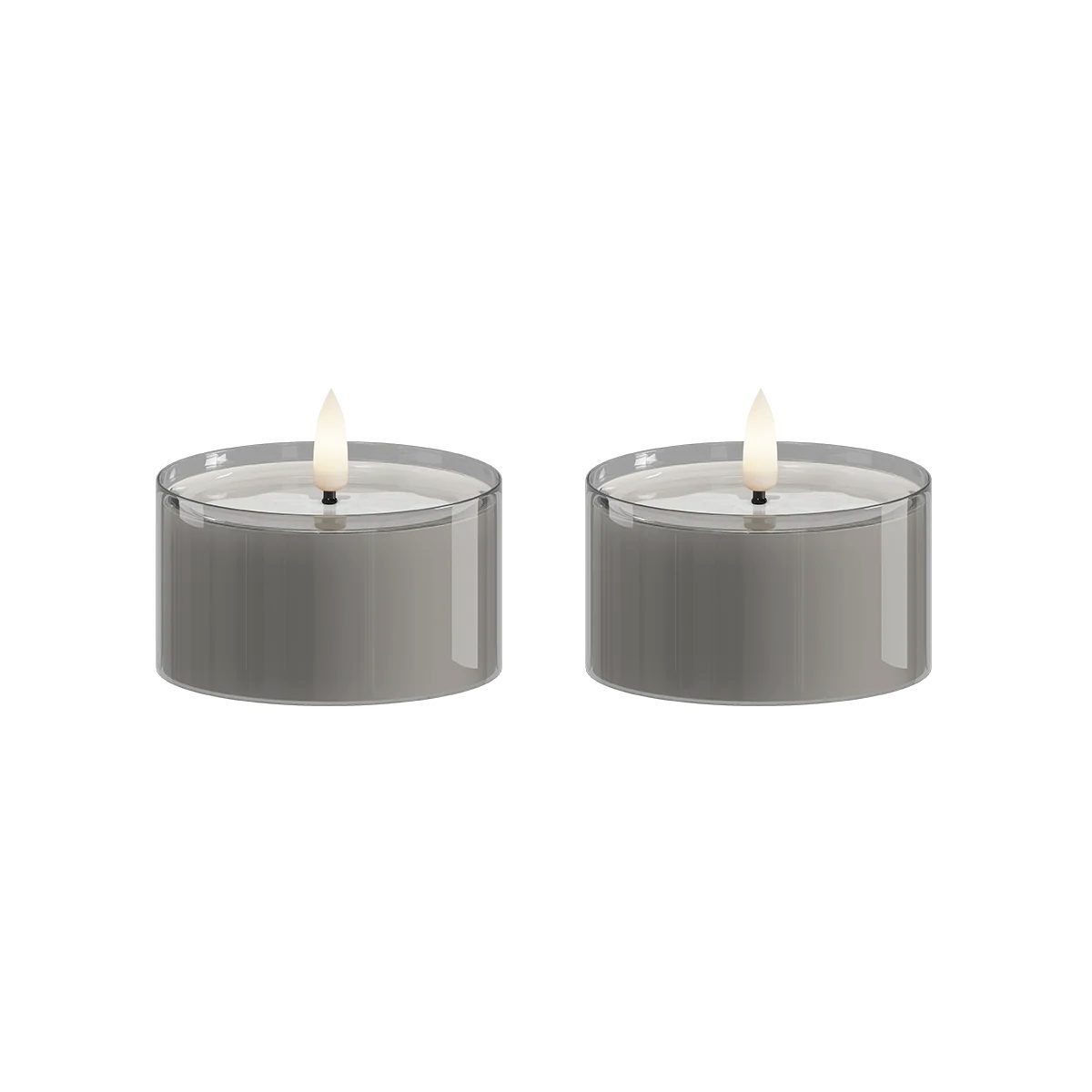 Deluxe Homeart LED-Kerze LED Teelicht im Glas grau – 2er Set Delight Candles von Deluxe Homeart