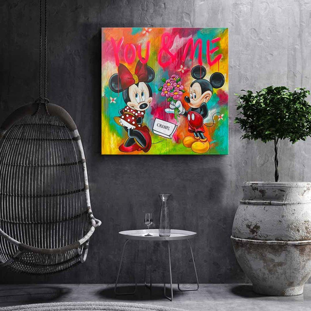 design Maus Mickey Mouse & Minnie Mouse DOTCOMCANVAS® You Maus Rahmen Micky silberner Leinwandbild, Leinwandbild Me