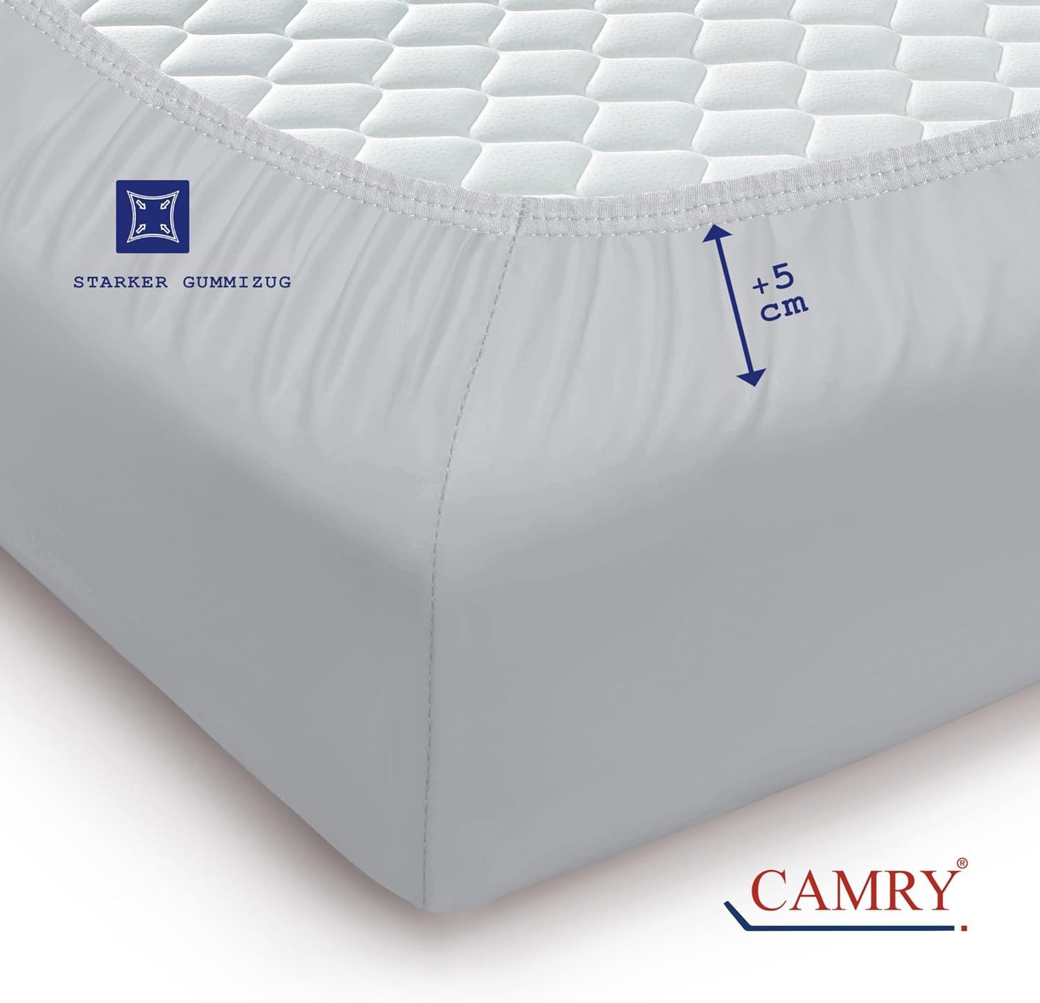 Camry Spannbettlaken CLASSIC Jersey 100% Baumwolle Spannbetttuch atmungsaktiv Gummizug, Jersey Baumwolle, Gummizug: rundum, 100% Baumwolle, alle Matratzenhöhen, – Bild 4 von 5
