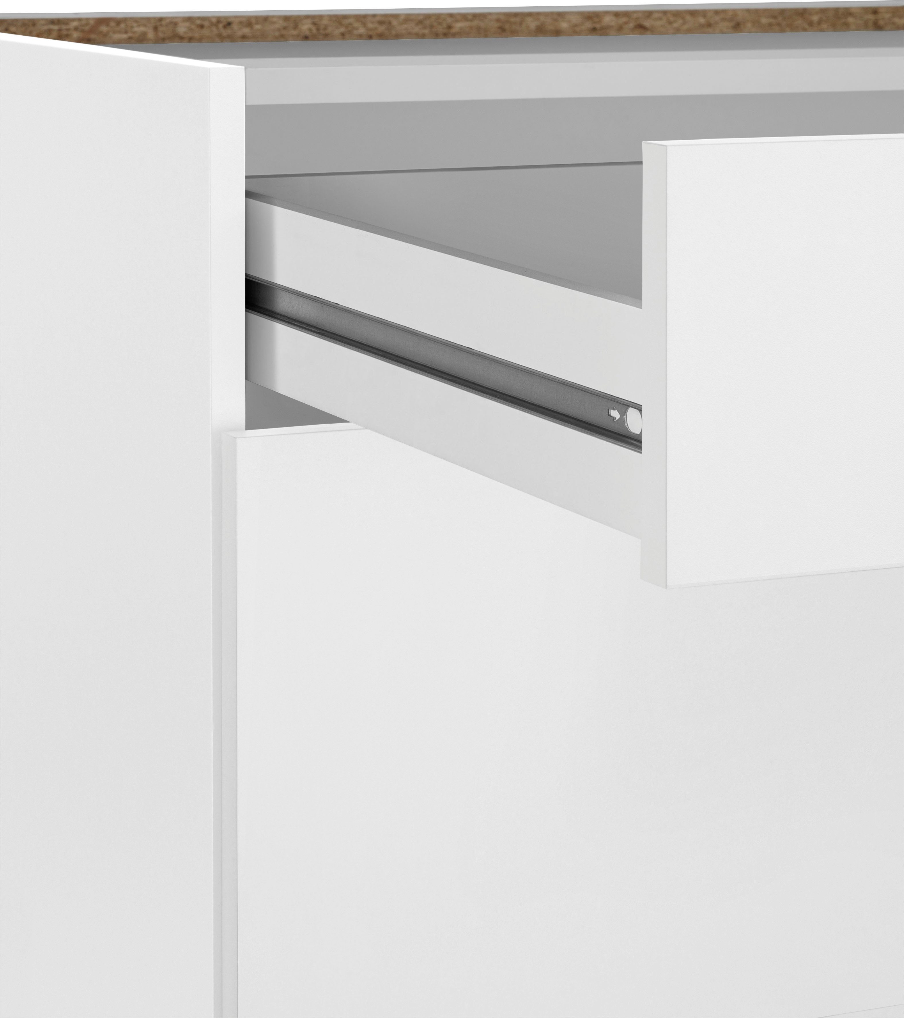 wiho Küchen Unterschrank Unna 50 weiß/weiß cm 2 | Auszügen, großen Arbeitsplatte Weiß mit breit, ohne