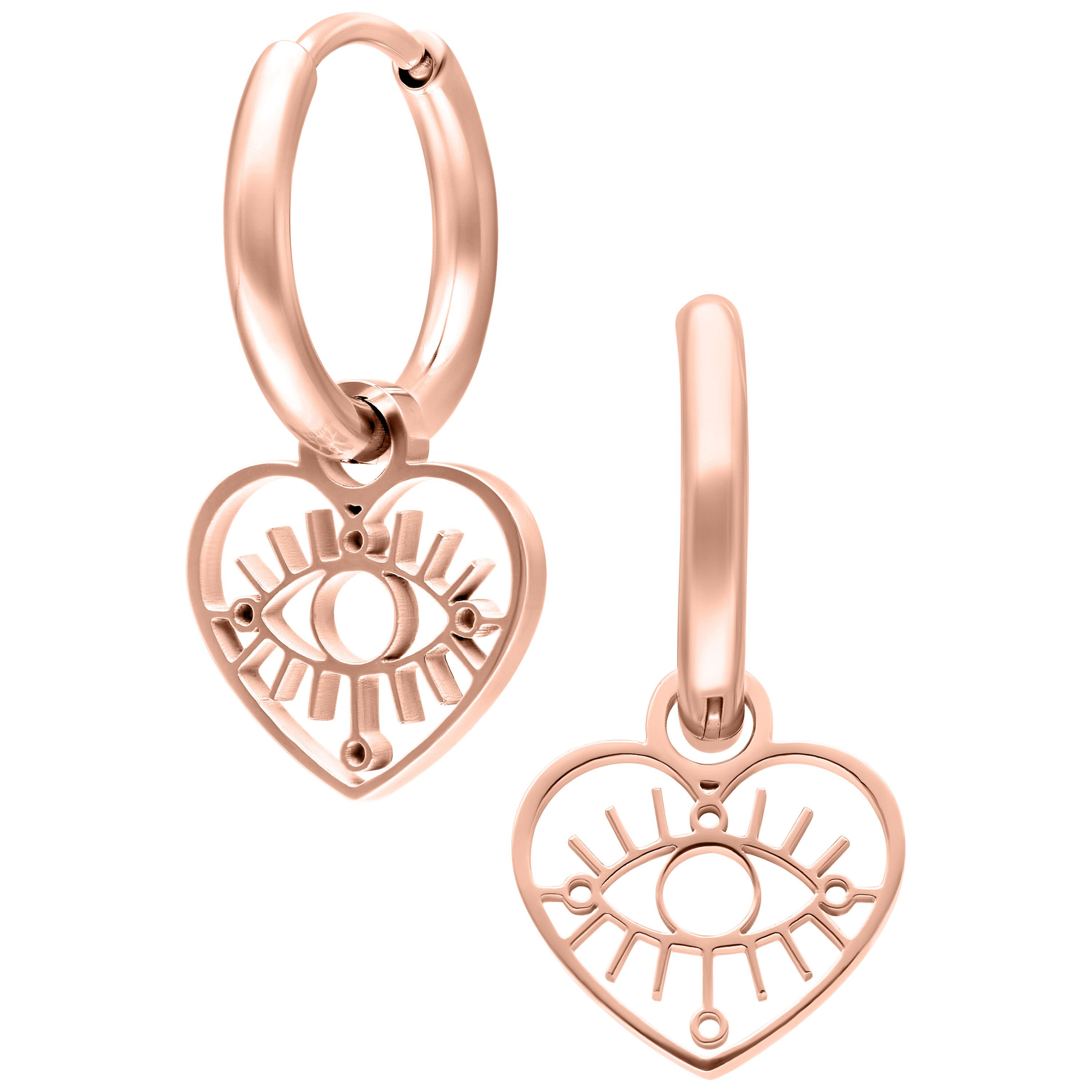 Paar Ohrhänger Mini Heart Eye Hoops Pair - Roségold