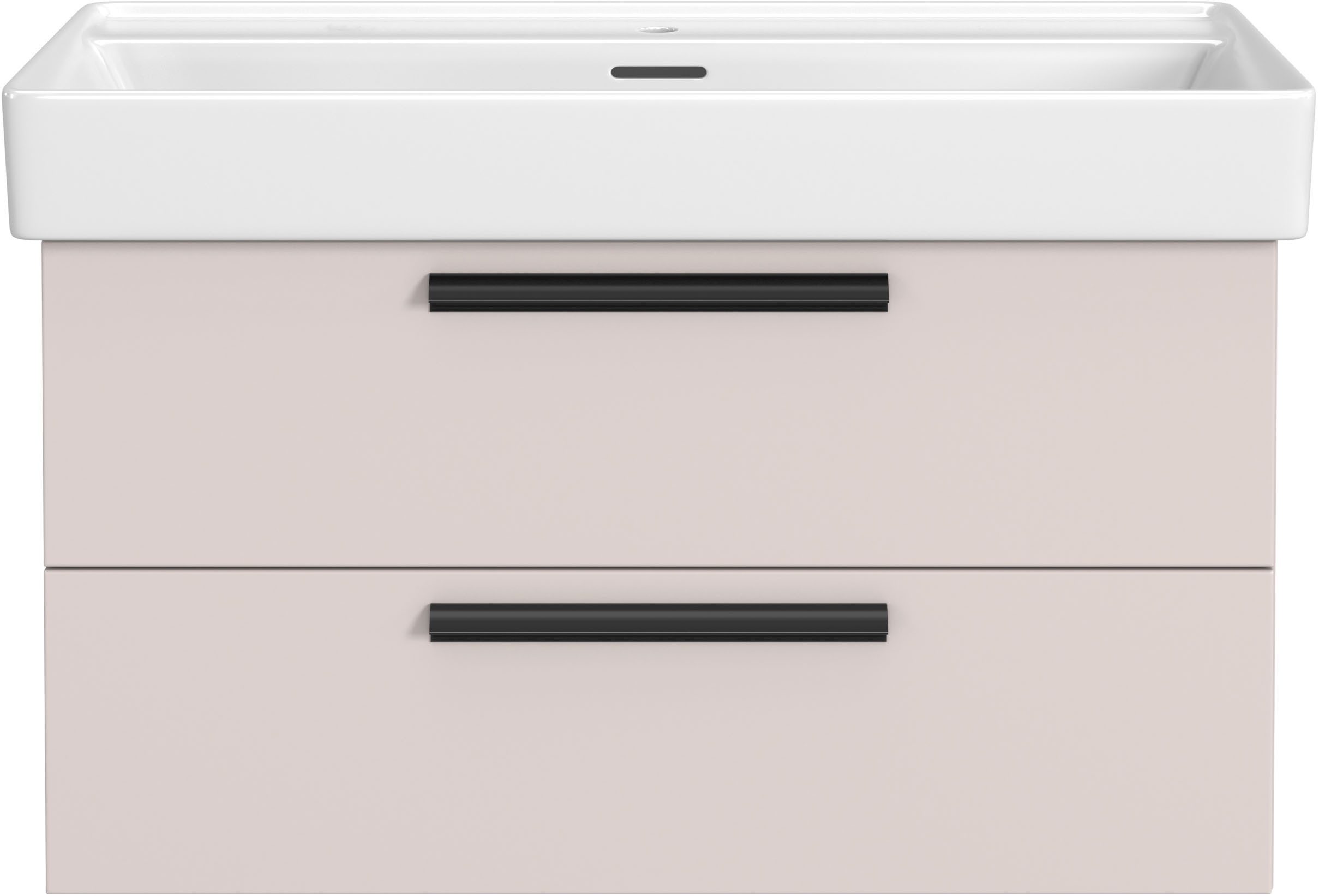 welltime Badmöbel-Set SALVADA, 2tlg-Set, gedämpfte Scharniere, Softclose, Keramikbecken, (Maße (B/T/H): 100/47,5/200 cm), Kaschmir, Keramikbecken 1 od. 2 Armaturlochbohrungen