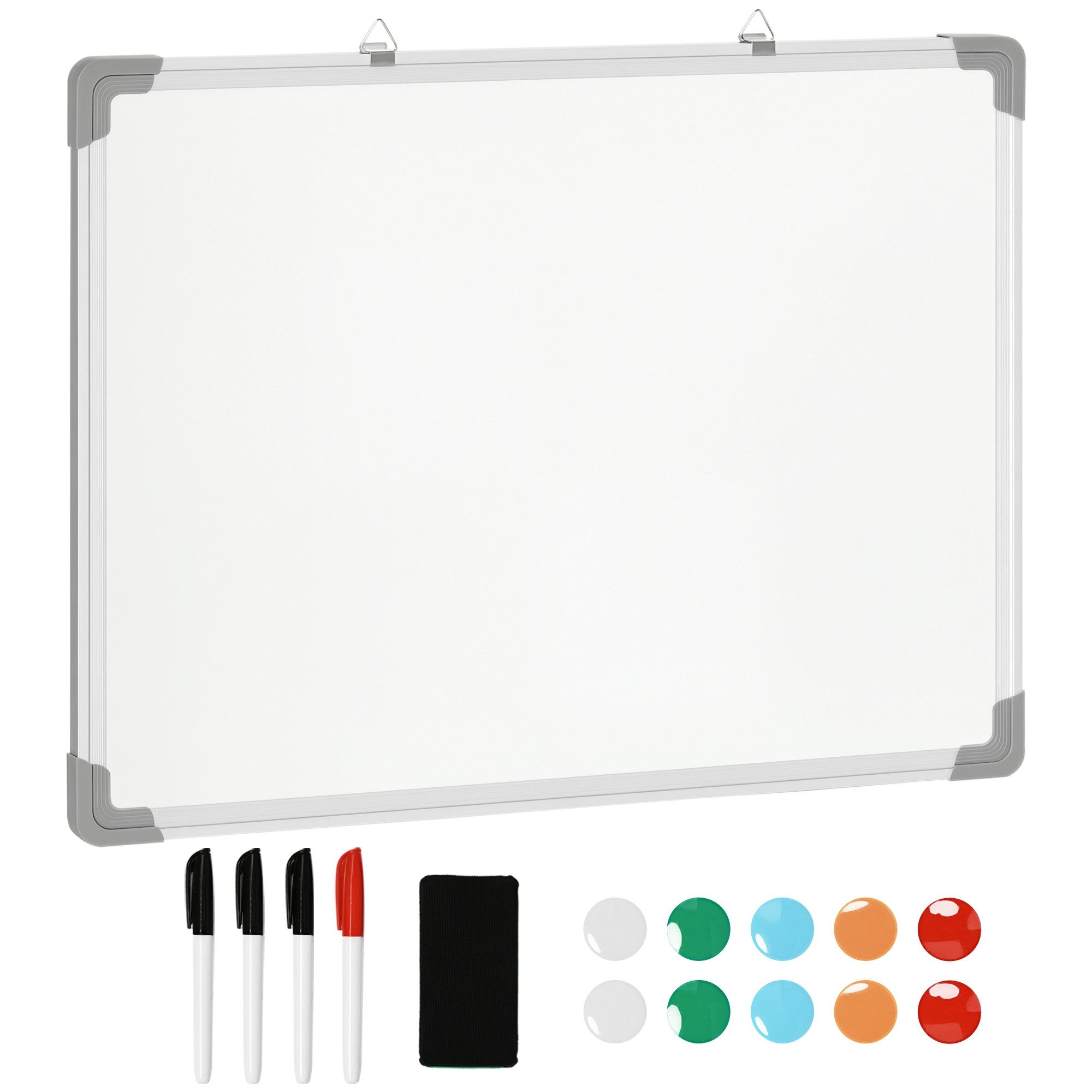 BlingBin Magnettafel Magnettafel mit 4 Markern, 1 Radiergummi und 10 Magneten, (1er set, 1-tlg., 60cm x 1,8cm x 45cm), Wandmontage Leicht abzuwischen 60 x 1,8 x 45 Zentimeter