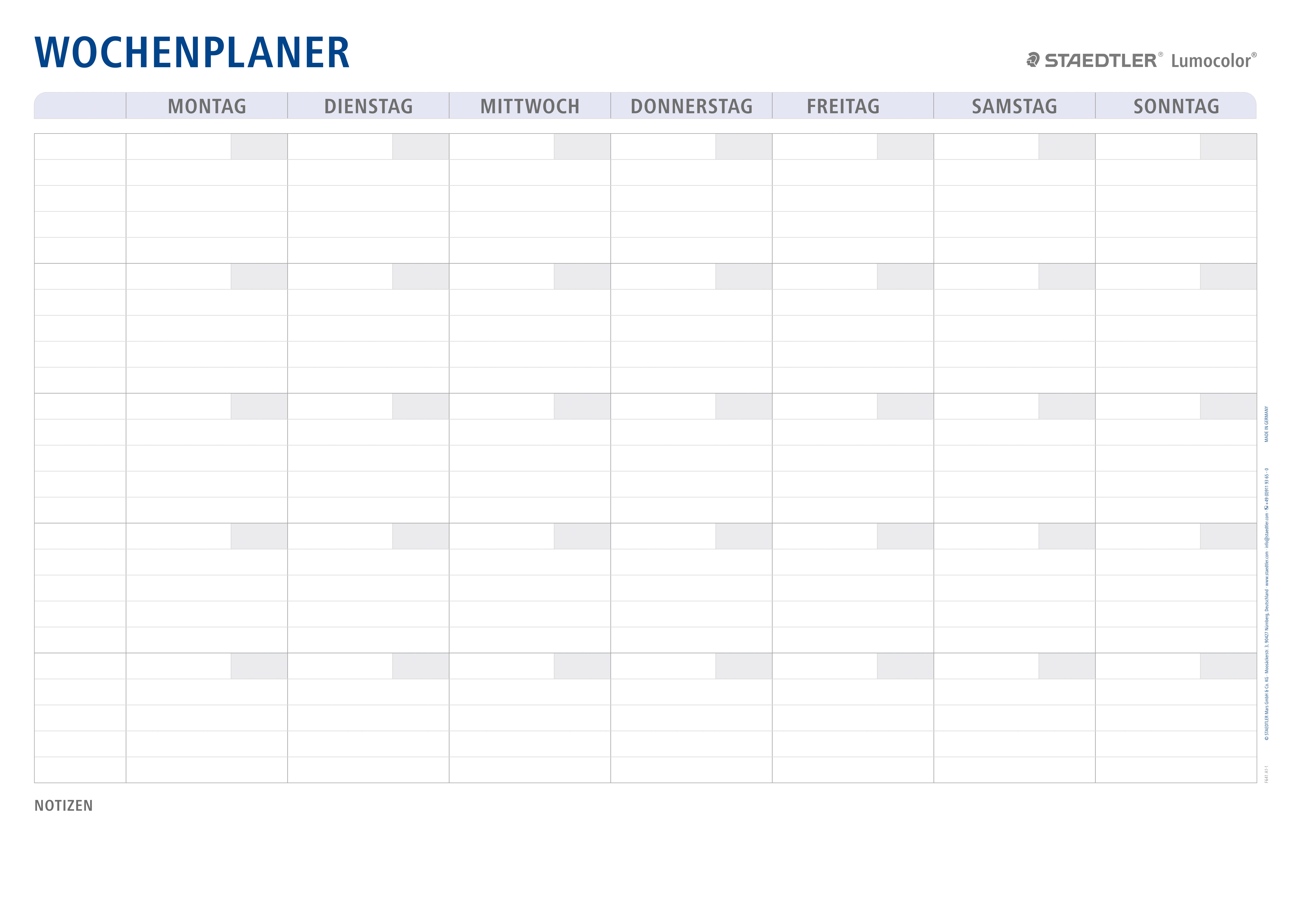 STAEDTLER Tafel STAEDTLER® 641 A1-1 Wochenplaner Lumocolor DIN A1