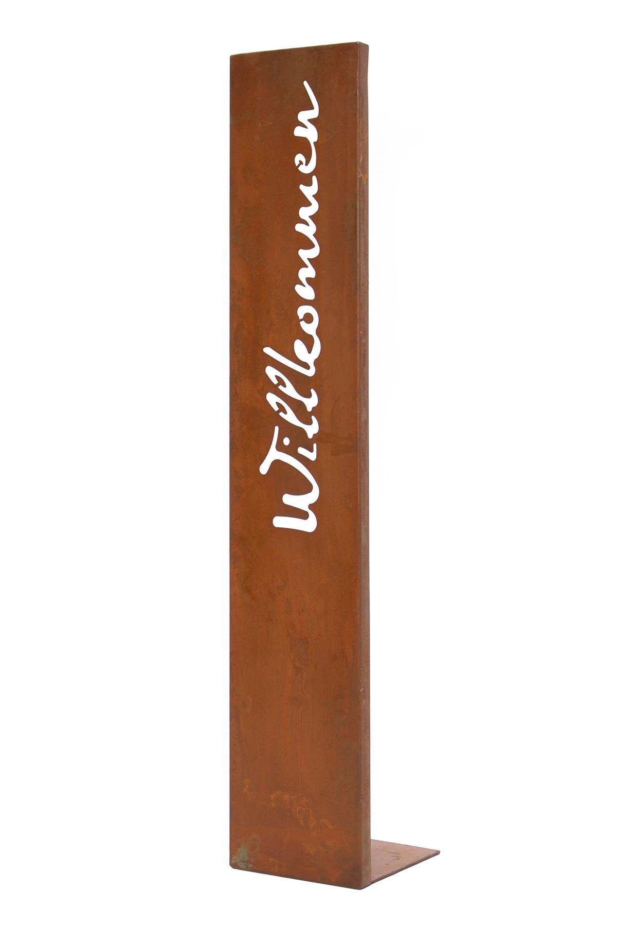 Levandeo® Dekoobjekt, Stele Willkommen H75cm Garten-Deko Rost Rostdeko Edelrost