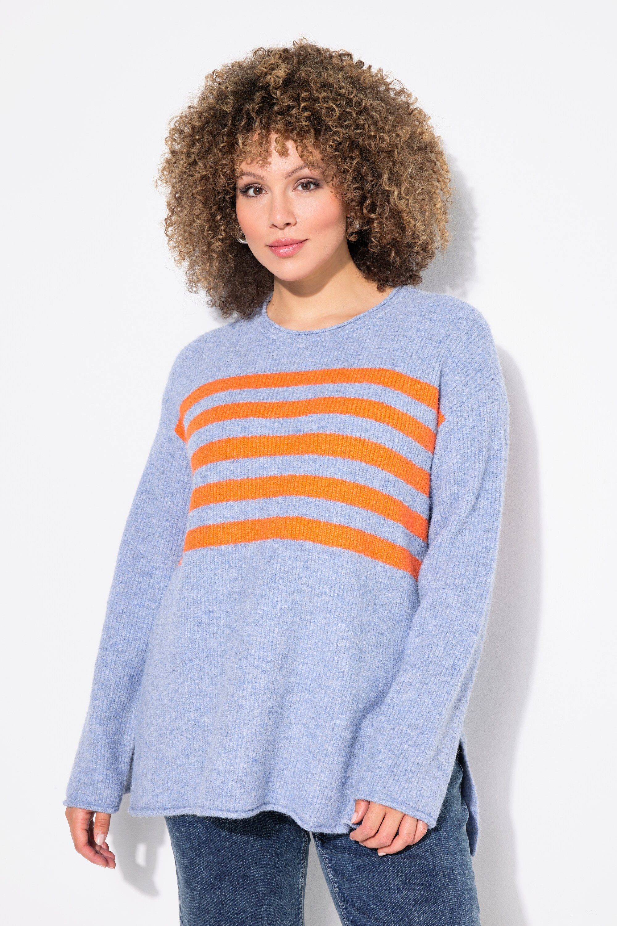 Ulla Popken Strickpullover Pullover Ringel Rundhals günstig online kaufen