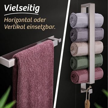Praknu Handtuchstange Handtuchhalter mit Haken zum Kleben 40cm Edelstahl