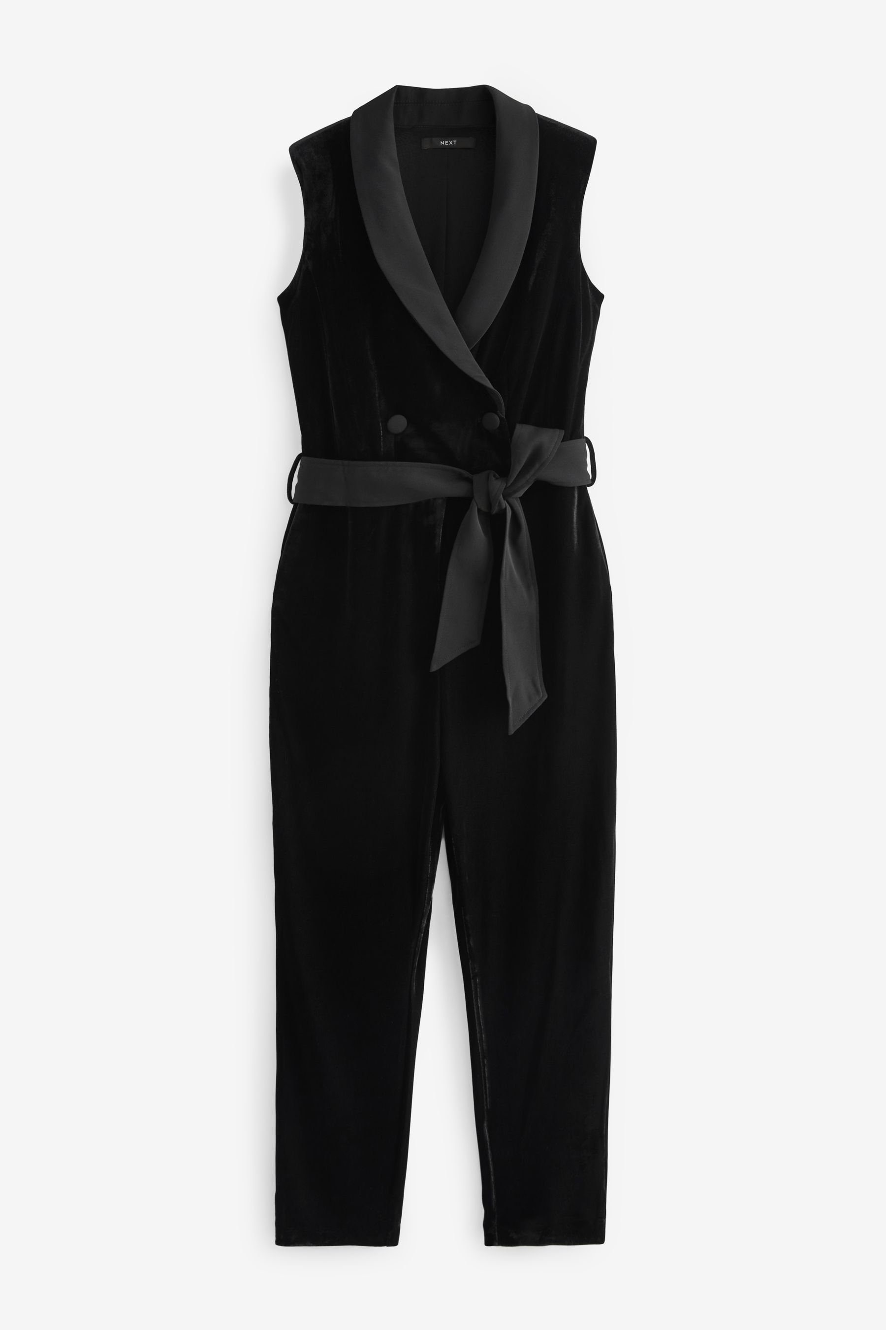 Next Jumpsuit Ärmelloser Smoking-Overall aus Samt (1-tlg)