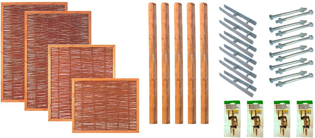 Tetzner & Jentzsch Weidenzaun Fresno 1, (Set), 4 Elemente, LxH: 525x180 cm