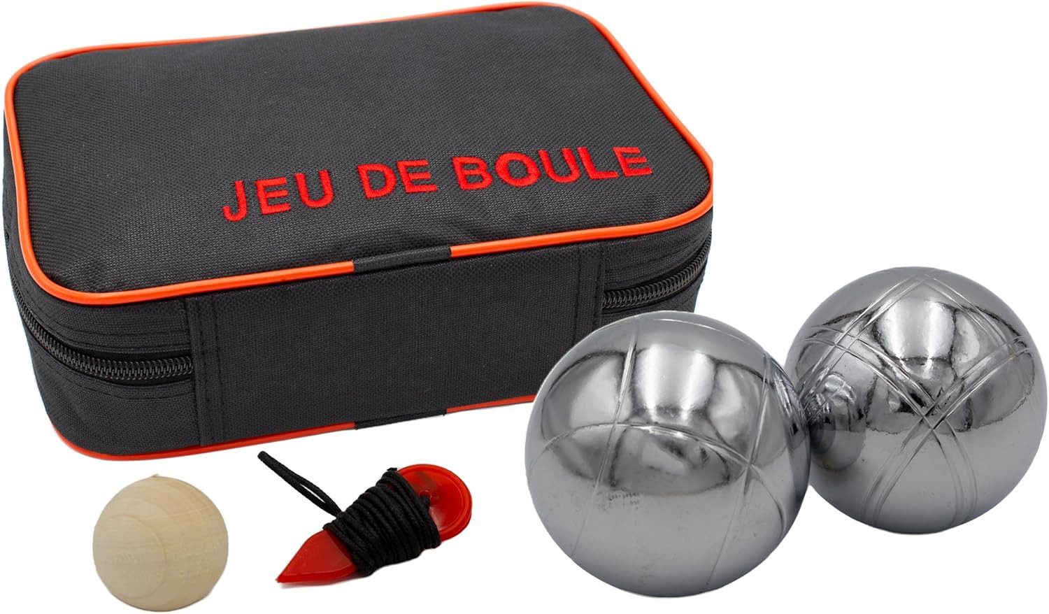 mucHome Stoßkugel Boule Kugel Set 6 Metallkugeln, Zielkugel Distanzschnur Tragetasche