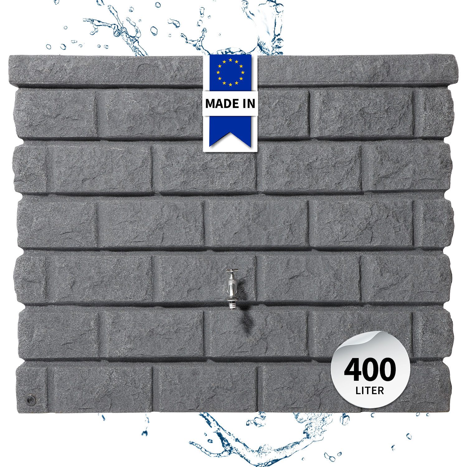 GARANTIA Regentonne ROCKY Wandtank 400 Liter dark granite, 400 l