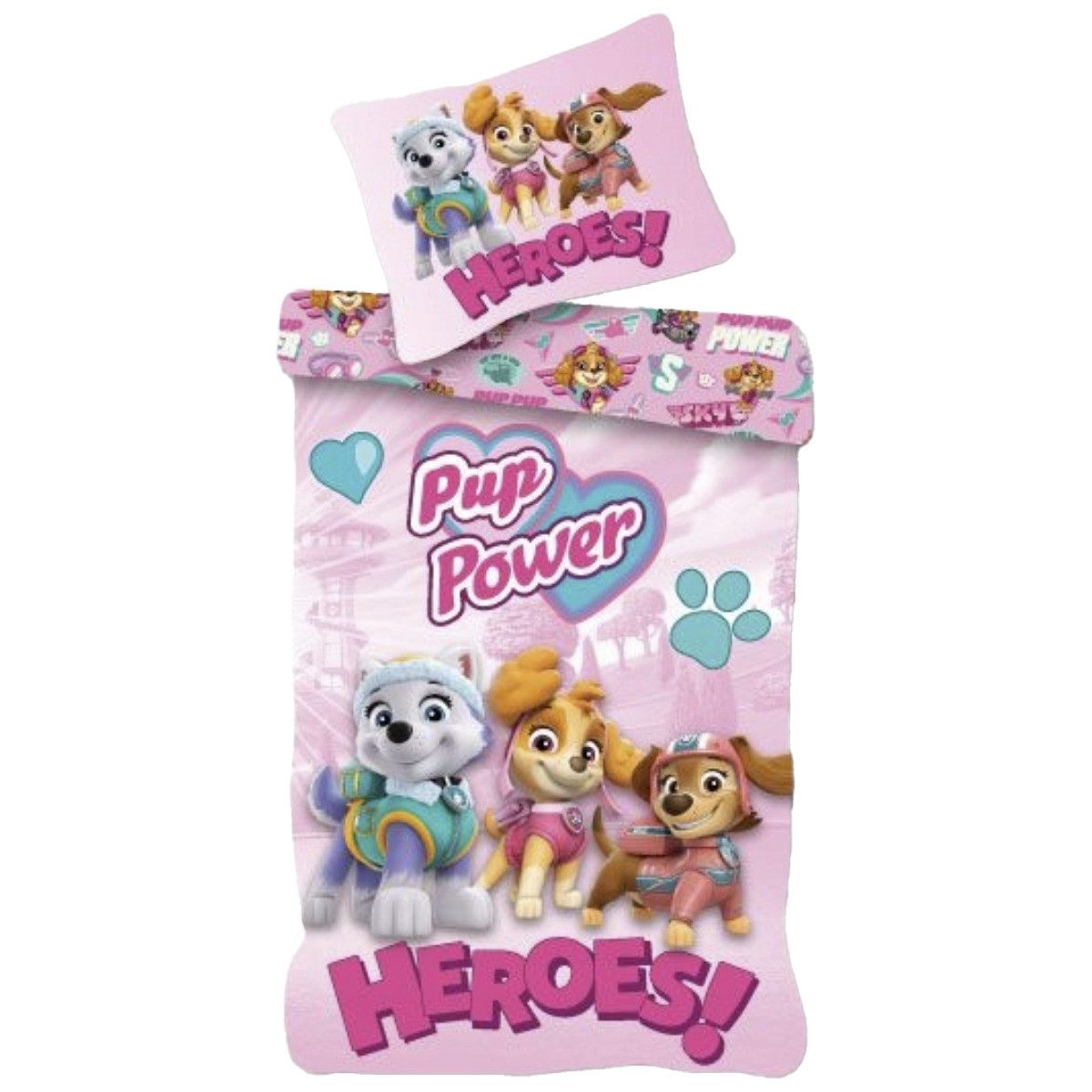 PAW PATROL Kinderbettwäsche Paw Patrol 1134 140x200+70x90 Mädchen, Renforcé, 2 teilig