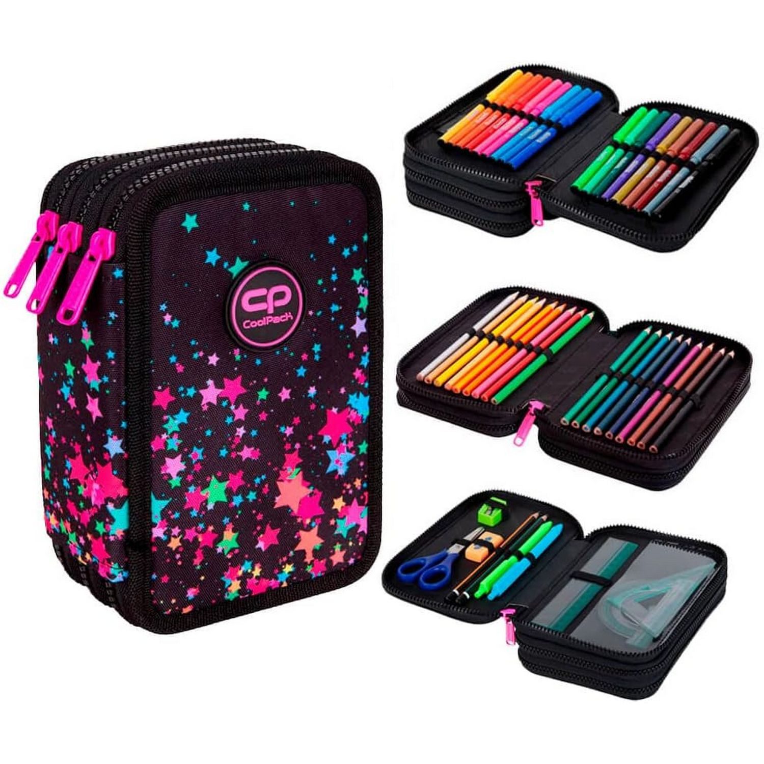 CoolPack Federmäppchen COOLPACK - JUMPER 3 - Dreifach-Federmäppchen mit Zubehör - GALAXY