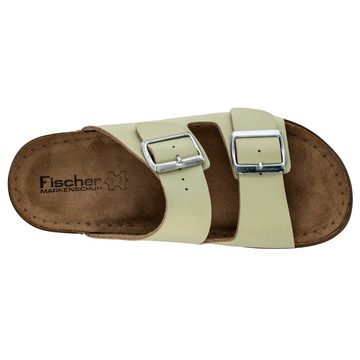Fischer-Markenschuh Sarah Pantolette aus Nappalino (Lederimitat), mit Fleecefutter, gepolstertes Lederfußbett