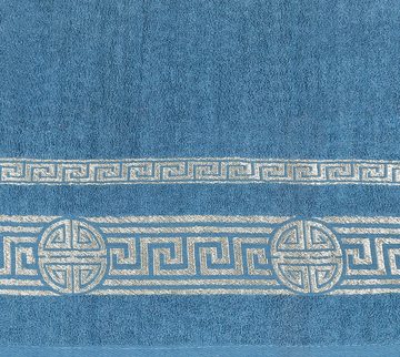 Sarcia.eu Badetücher Blaues Baumwollhandtuch mit dekorativer Stickerei, 48x100 cm x3