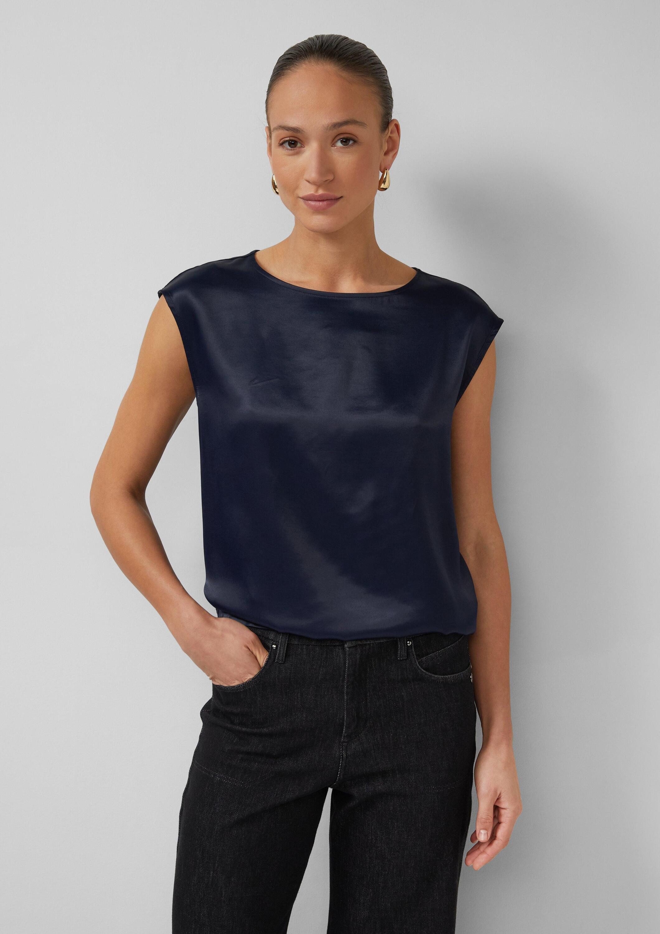 s.Oliver Kurzarmshirt T-Shirt Ärmelloses Viskose-Shirt im Fabricmix