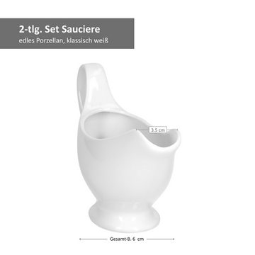 MamboCat Sauciere 2er Set Sauciere 20x7.5x12.5 cm weiß - 24302865, Porzellan