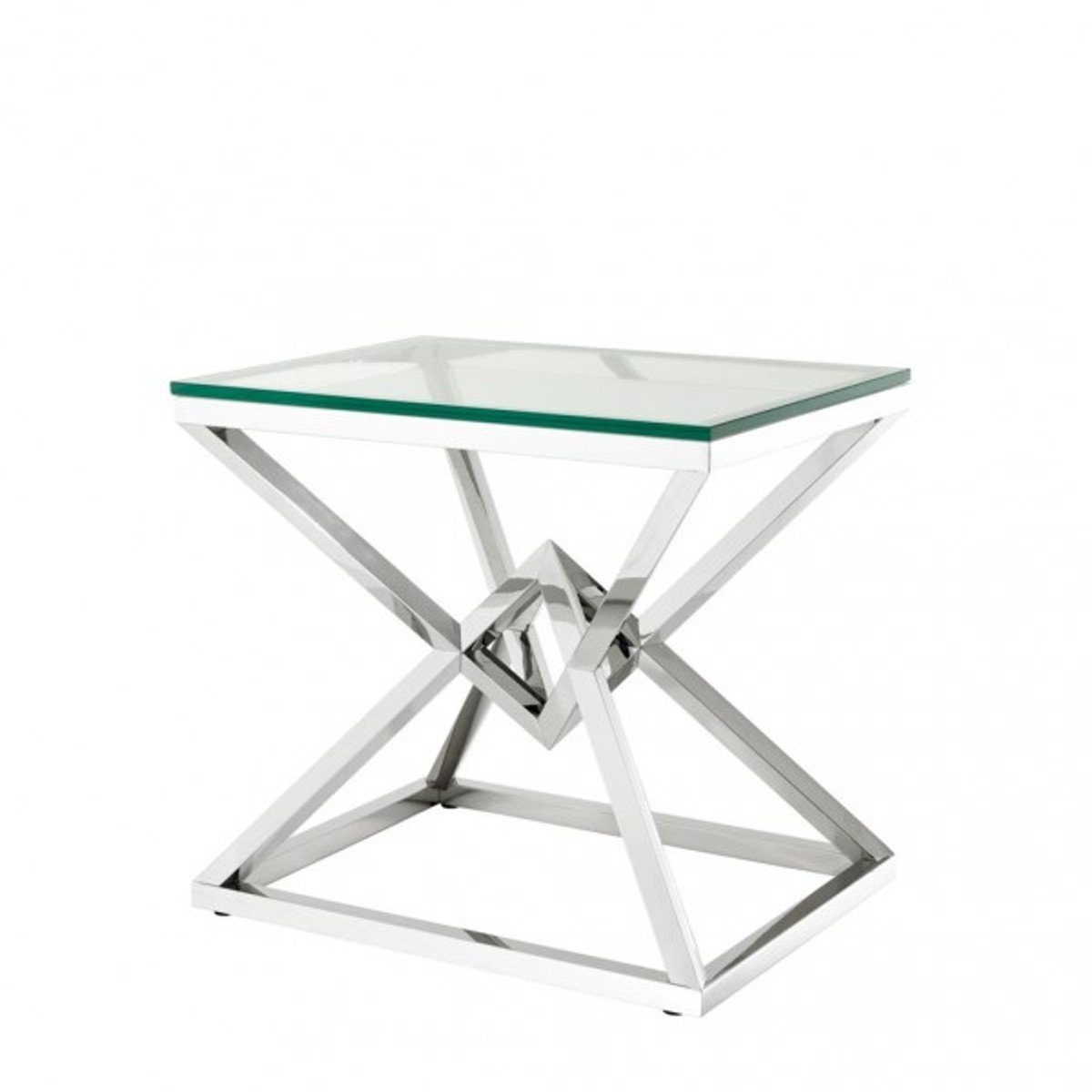 Casa Padrino Beistelltisch Luxus Beistelltisch Edelstahl Nickel Finish 65 x 50 x H 60 cm - Tisch Möbel