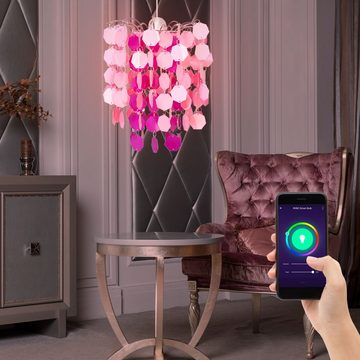 etc-shop LED-Hängeleuchte, Leuchtmittel inklusive, Kaltweiß, Warmweiß, Neutralweiß, Tageslichtweiß, Farbwechsel, Smart Kinder Hänge Leuchte dimmbar Spiel Mädchen pink Decken Lampe App