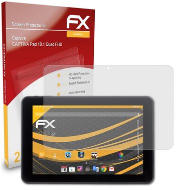 atFoliX Schutzfolie für Captiva CAPTIVA Pad 10.1 Quad FHD, (2 Folien), Entspiegelnd und stoßdämpfend