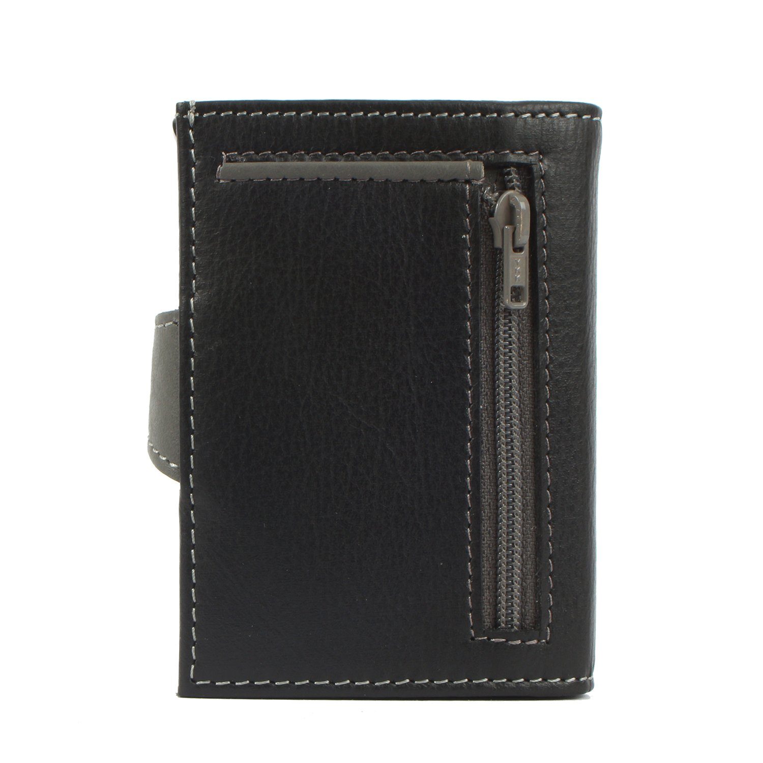 aus Margelisch Mini noonyu Leder Upcycling black Geldbörse RFID leather, Kreditkartenbörse double