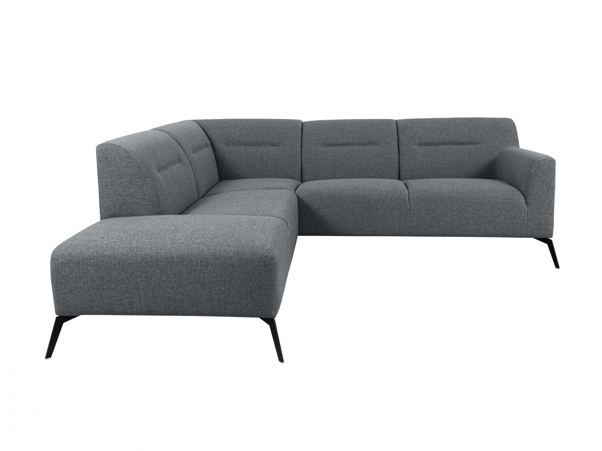 Ecksofa mit eleganten Gausdal, andas Metallfüßen, mit Armlehnen abgerundeten