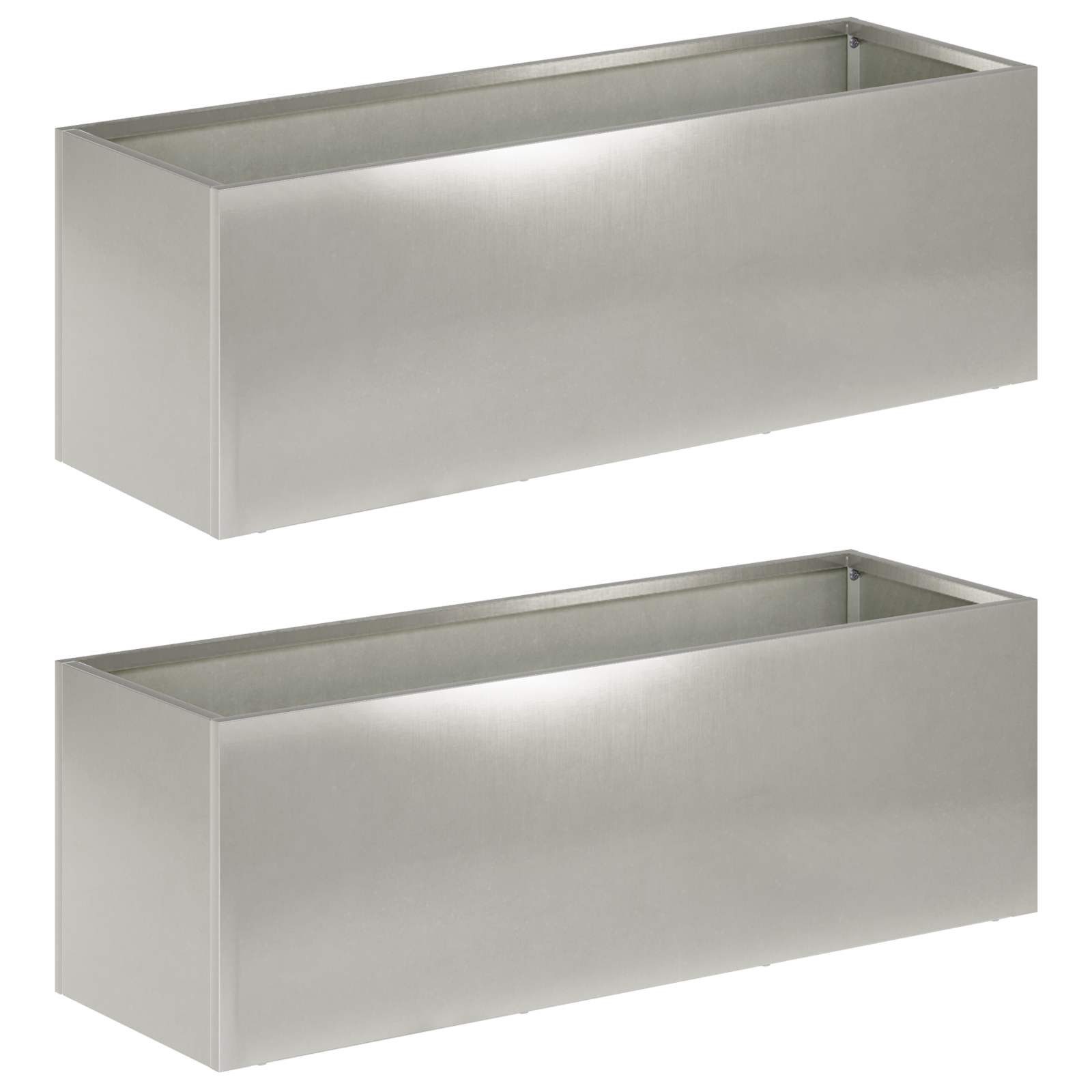 vidaXL Blumentopf Garten-Pflanzgefäß 2 stk. Silber 40 x 20 x 20 cm Edelstahl (2 St)