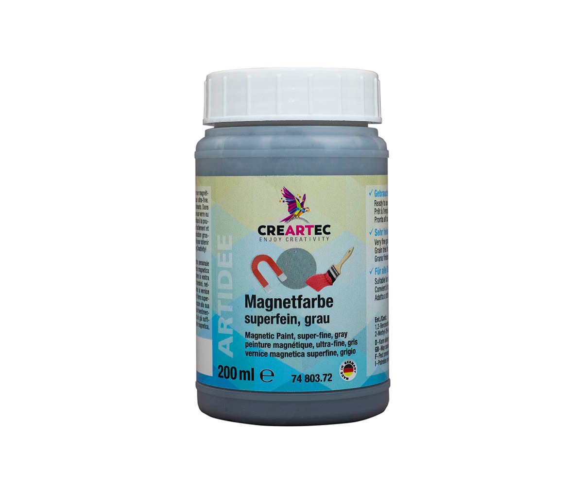 CREARTEC Effekt-Zusatz Magnetfarbe superfein Grau - 200ml, zum Gestalten einer eigenen Magnetwand - Made in Germany
