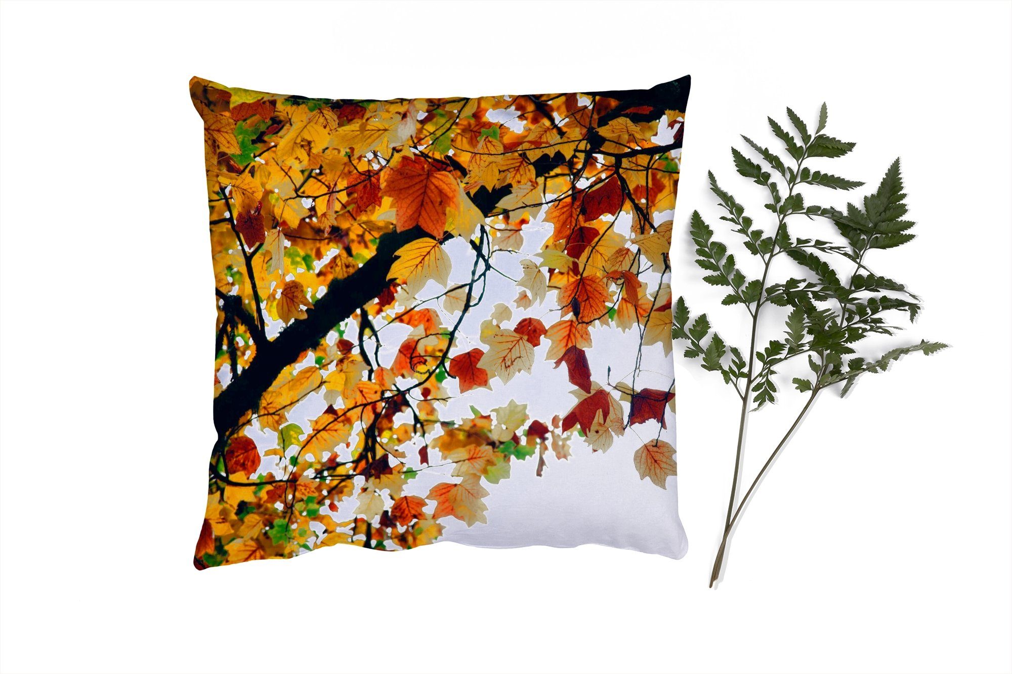 Bäume - Wohzimmer, Herbstblätter Zierkissen für mit Natur, Füllung Deko, Schlafzimmer, Sofakissen - MuchoWow Dekokissen