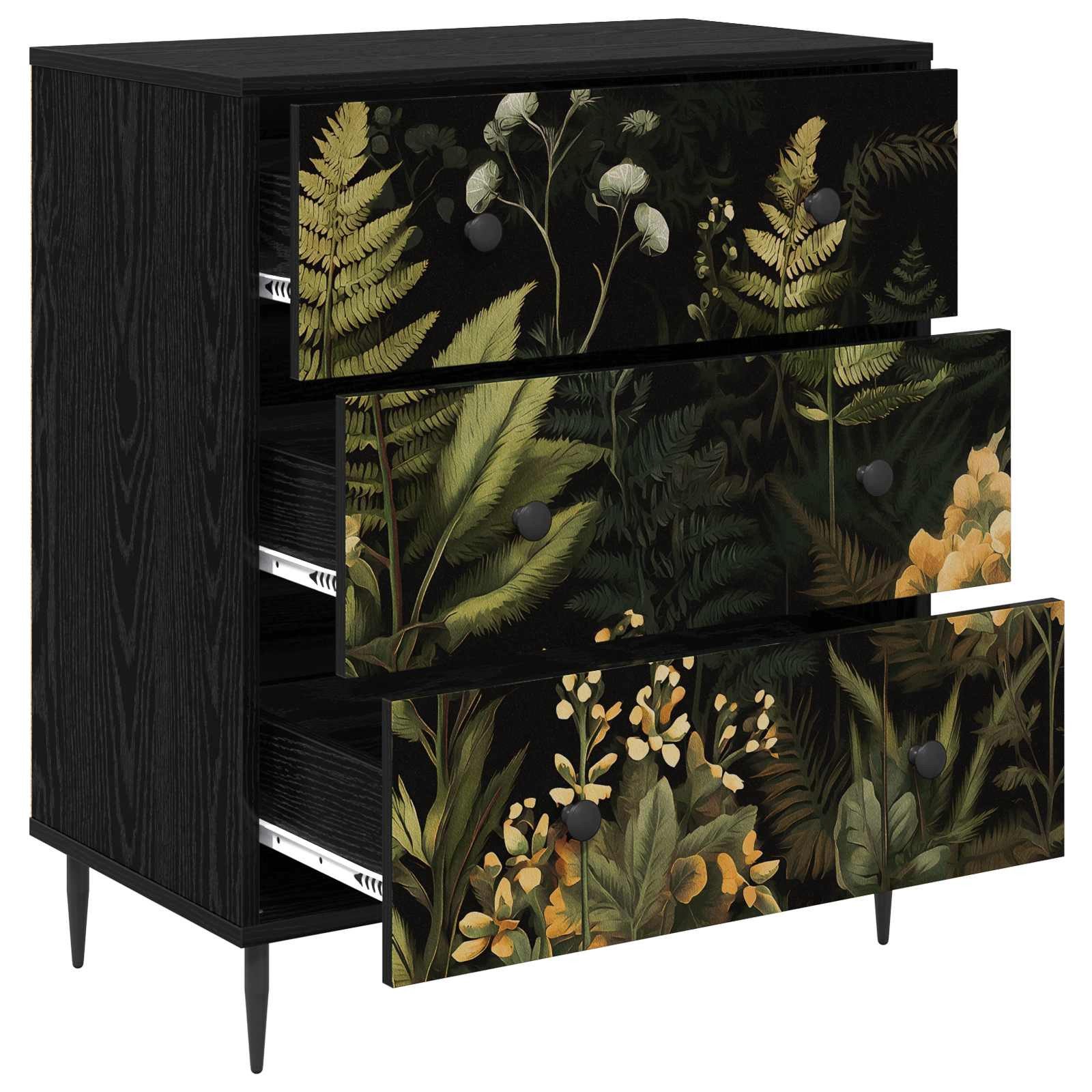 vidaXL Kommode 66 x 36,5 x 76 cm Kommode Schubladenschrank Sideboard RHENEN Dschungel