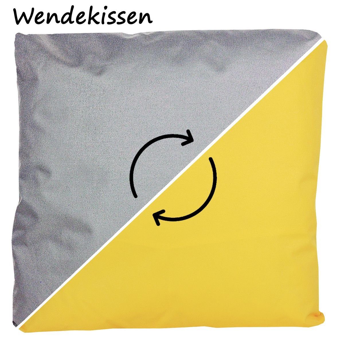 - Robust, Wende Kissen Füllung, Strapazierfähig, Lounge Außen 2-farbiges Innen + inkl. & Gelb 45x45cm Wasserfest, Sitzkissen Grau 30x50cm, JACK Set Outdoor 2er JACK