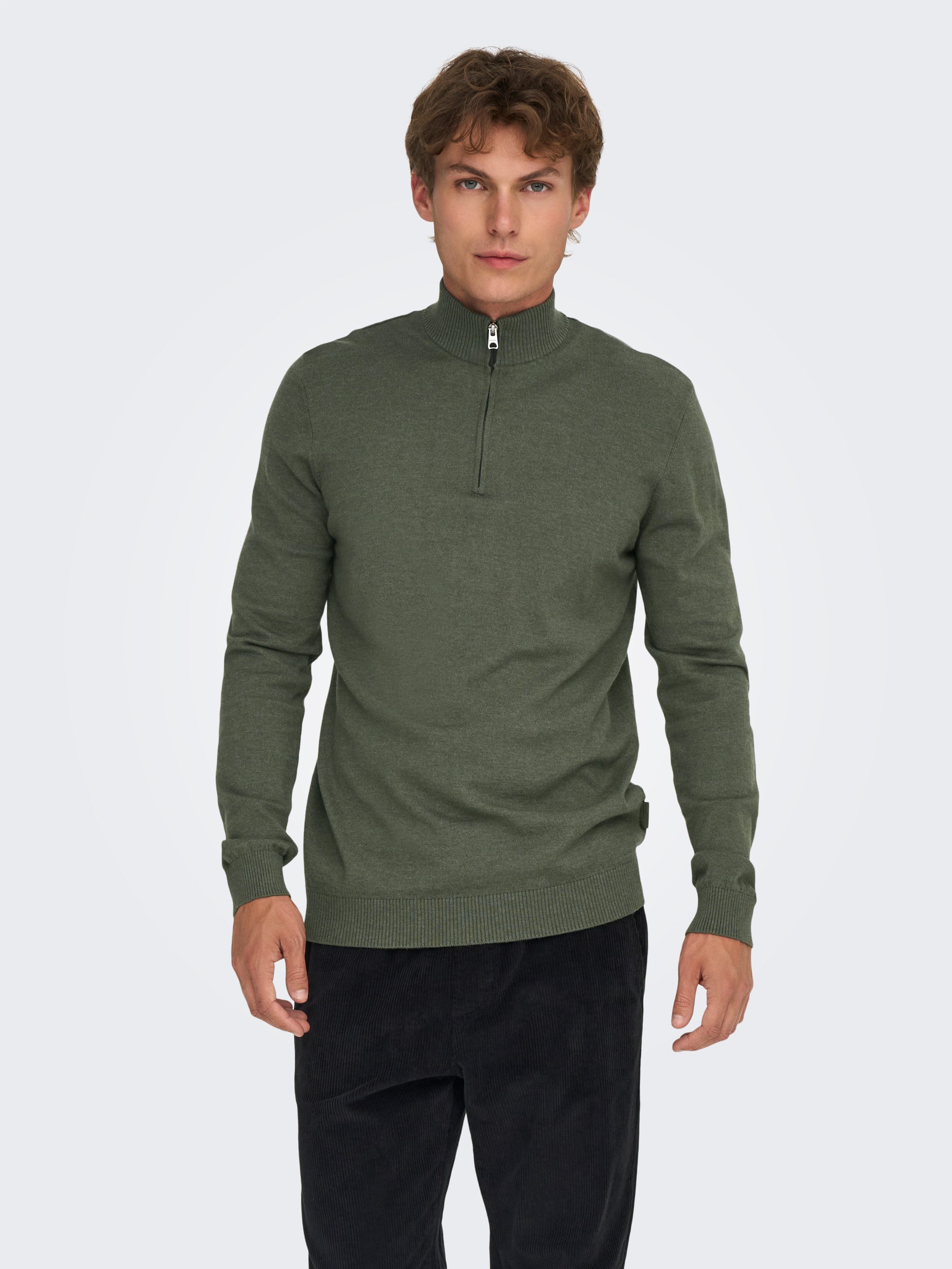 ONLY & SONS Troyer ONSLOUI REG 12 MEL HALF ZIP KNIT NOOS günstig online kaufen